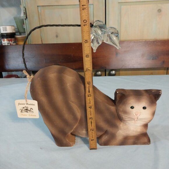 James Haddon 10” Hand Carved Wood Cat Hand Painted - Picture 5 of 6